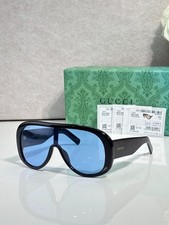 Gucci GG2164S Oversized Black Shield Sunglasses Blue Lenses 99-1-130