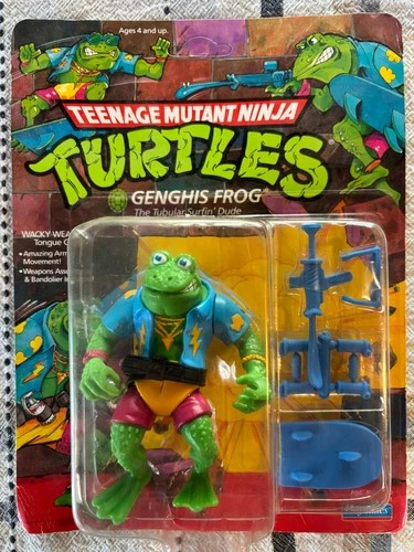1989 TMNT Genghis Frog Factory sealed on unpunched card good condition Read Desc