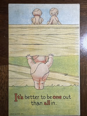 J83/ Interesting Postcard c1910 Baseball Comic Fence Fans One Out 67