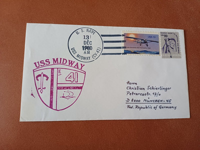 US Navy: USS Midway (CV-41), cachet (1980), #14