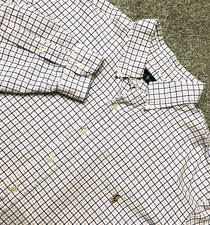 Ralph Lauren Oxford Shirt Men  s 2XB Big Plaid Button Down Blue Pink Flesh Pony