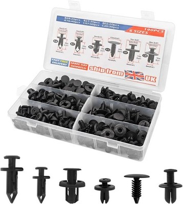 Befestigungsclips Set 190 Stück Kunststoff 6-10 mm Auto Verkleidung Clips PP