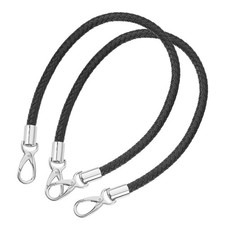 2Pcs 60cm Short Leather PU Braided Purse Replacement Black, Silver 