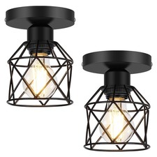 2-Pack Farmhouse Semi Flush Mount Ceiling Light, Black Hallway Light Fixtures...