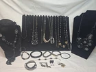 Vtg Now Black Mixed Bulk Costume Jewelry Lot Necklace Bracelet Earring #1014