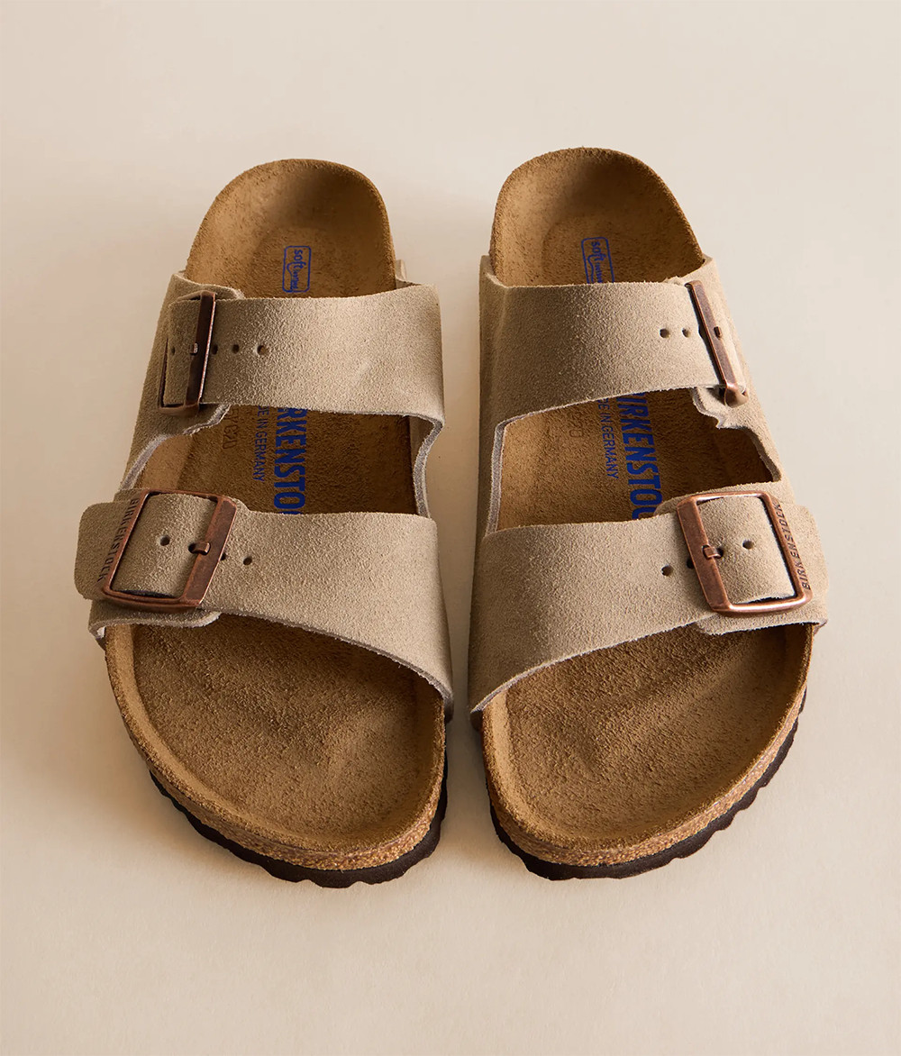 Birkenstock Arizona Sandals Taupe Suede Leather Women's Shoes Narrow EU 37-41