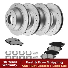 Front Rear Drilled Rotors Brake Pads for 2002 - 2005 Chevy Trailblazer GMC Envoy
