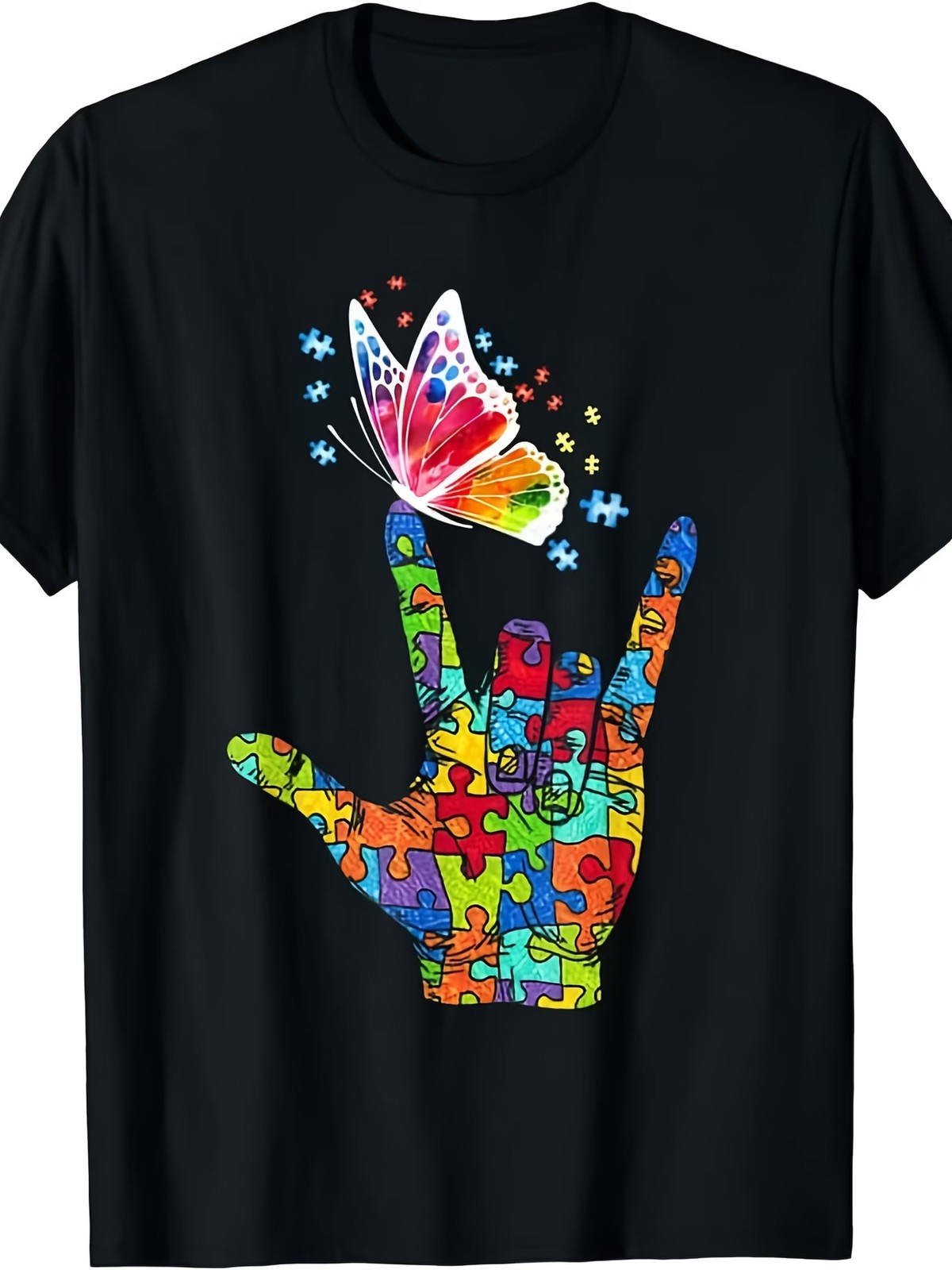 I Love You Hand Sign Language Butterfly Autism Awareness T Shirt