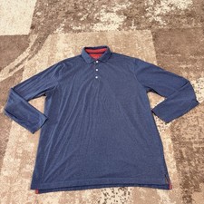 Johnnie-O Polo Shirt Mens XL Blue Wake Long Sleeve Collared Pullover Golf
