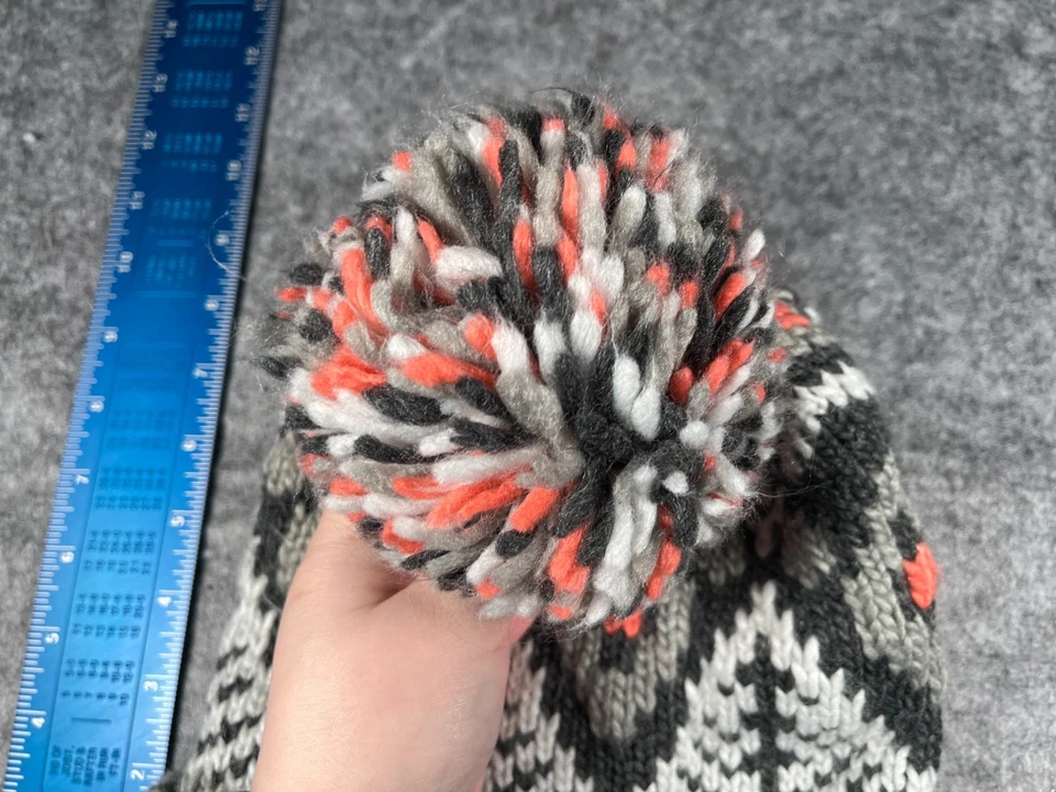 Hollister Beanie Toque Adulto Tamanho Único Cinza Rosa Fair Isle Malha 100% Acrílico Esqui - Imagem 4 de 4