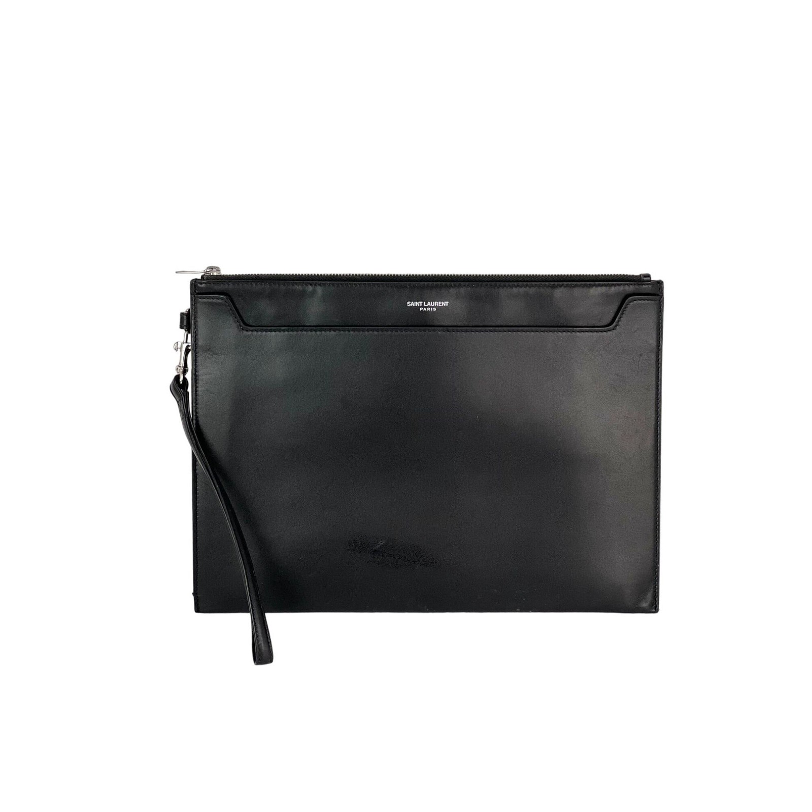 Saint Laurent Custodia I Pad Pelle Liscia Pochette Donna Nera Taglia Unica