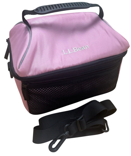 PINK L.L. Bean Insulated Lunch Box Expandable Zip Flip-Top w/shoulder strap