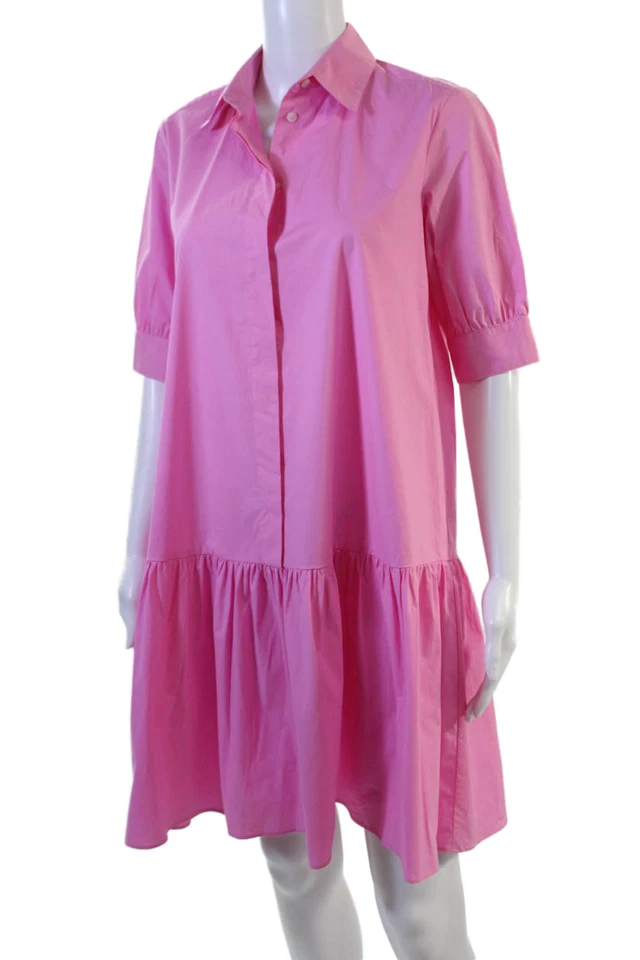 Vestido camisero para mujer Marella rosa manga 3/4 cuello media pantorrilla mezcla de algodón talla 4 Foto 2 de 4