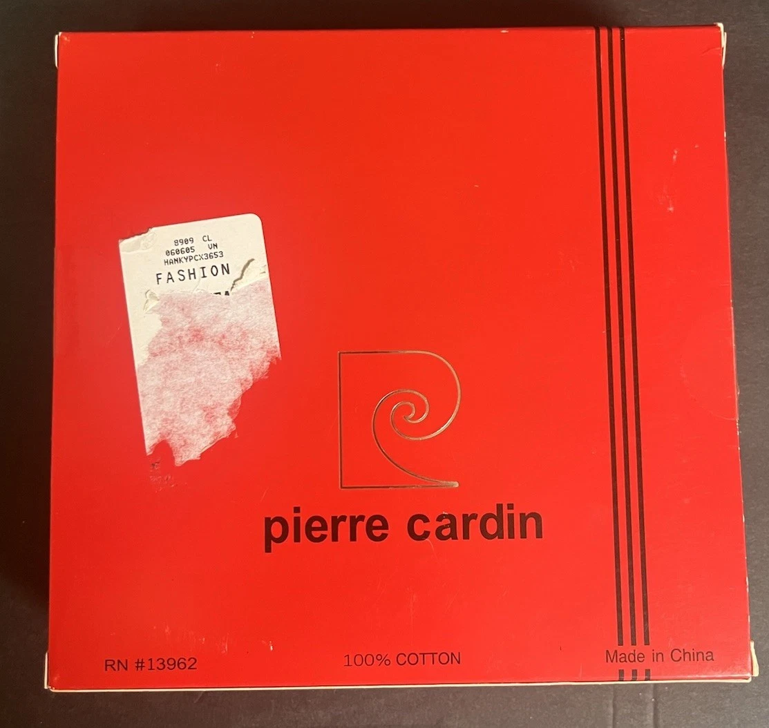 NIB Pierre Cardin Men's All Cotton Fine Handkerchiefs (3 count) Made in USA Vtg