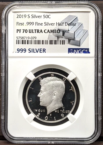 2019-S Silver Kennedy Half Dollar NGC PF 70 DCAM First .999 Silver Half