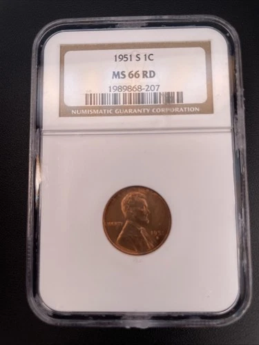 1951-S 1C Lincoln Wheat Penny NGC MS66 RD