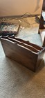 Wood Freestanding Magazine Rack, 2-Compartment Brown Floor Holder — photo 2
