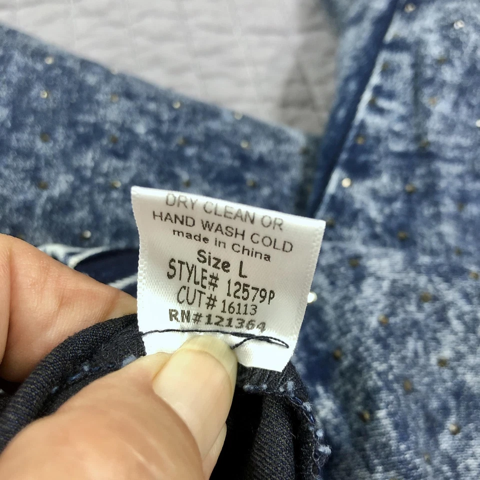 Leggings Vocal Jean Mujer Grandes Azul Ácido Lavado Estrás Tachonados Elastizados Rodeo Foto 4 de 4