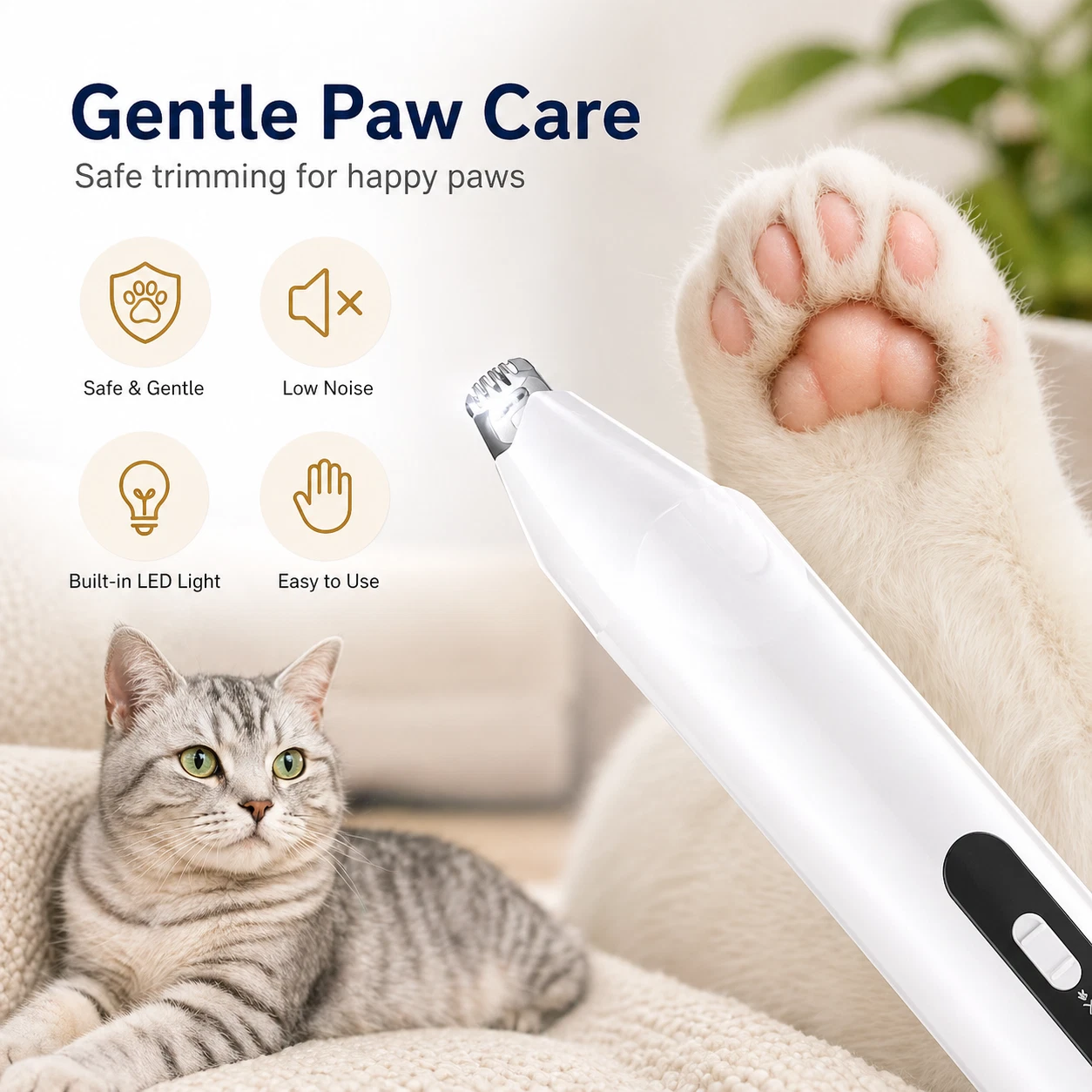 Dog Hair Trimmer Electric Pet Grooming Clipper USB Rechargeable Paw Trimmer