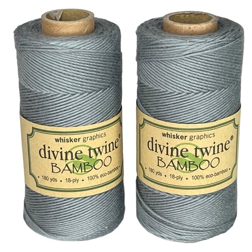 Pack (2) Bakers Devine Twine 100% ECO BAMBOO 180 Yards 18 PLY Gray String NWT - Picture 1 of 4