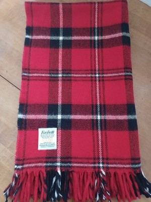 Vintage Faribo Mills Throw Stadium Blanket Acrylic Red Tartan Plaid 41 X 54 USA