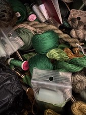 Green Needlepoint Thread Mystery Bag - 15 items