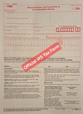 2024 IRS Tax Form 1096 Annual Summary and Transmittal Form for 1099s to IRS