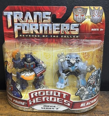Transformers ROTF Robot Heroes Movie Series 2 Optimus Prime Vs Blackout 2009 NIP