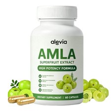 Amla Capsules 1000mg Organic Indian Gooseberry 60 Count Ayurvedic Alevia Fruit