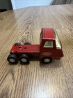 Vintage Red Tonka Truck Flatbed Tractor Trailer Pressed Metal Tin Toy #55010
