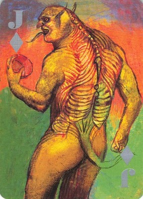 Bag of Bones Monster Art   Jack of Diamonds Single Swap Playing Card