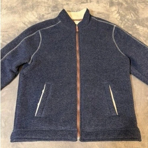 American Outdoor Co True Grit Jacket Men Large Blue Sherpa Lined Full Zip Fleece image 2