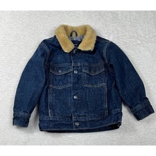 Gap Kids XS Denim Trucker Jacket Faux Sherpa Collar Lined Dark Wash Outdoor