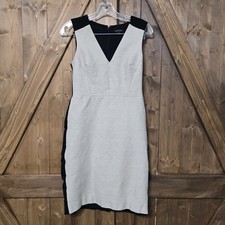 Ann Taylor Sheath Dress Size 0 Black Ivory Colorblock Sleeveless V-Neck Career