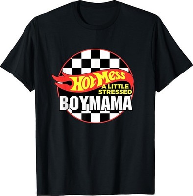 Gifts for Mom Hot Mess A Little Stressed Boy Mama T-Shirt Size S-4XL