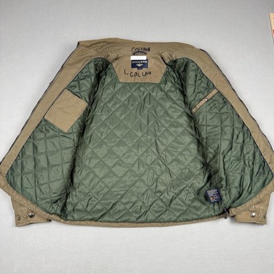 Dockers Mens Harrington Jacket Large Khaki Tan Quilt Lined Full 