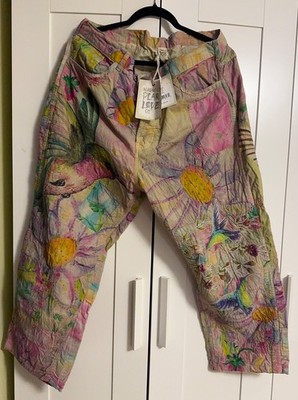 Magnolia Pearl Appliqué Miner Pants   Patchwork Watercolor Floral   Style 1116