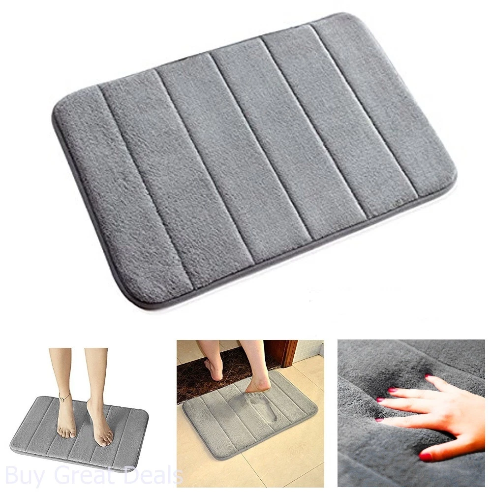 Gray 40cm x 60cm Anti-Slip Bath Mat Soft Memory Foam Bathroom