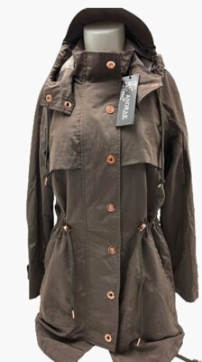 $135 MY ANORAK Long Trench Jacket NWT Sz S Water Resistant