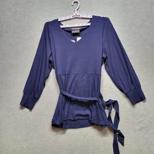 Lane Bryant Women Top 22/24 Blue Blouson Classic Long Sleeve V Neck Tunic NWT