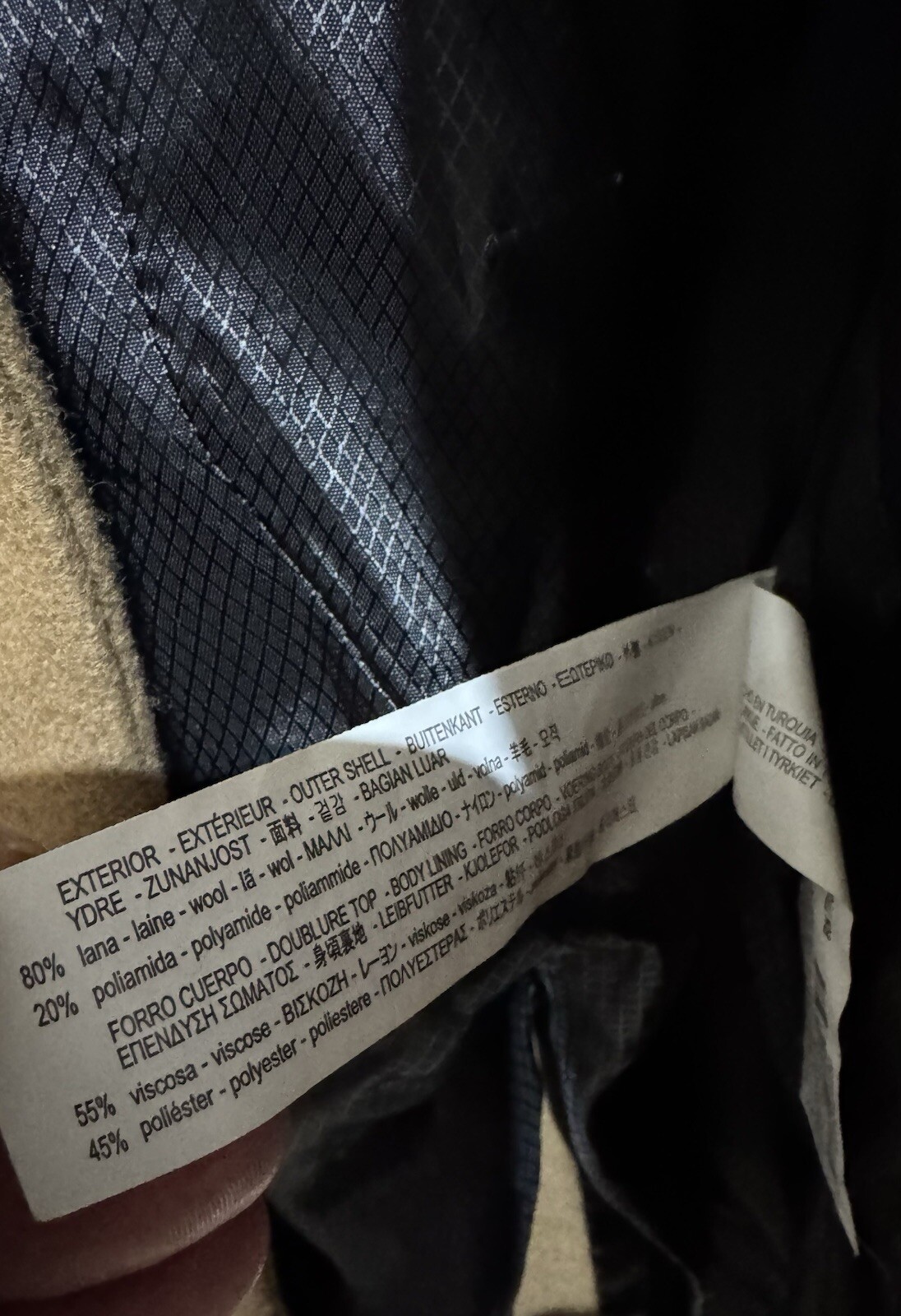 Zara Man Men's 80percent Wool Camel Mid Length Formal Dress Trench Coat Jacket Size M image 5
