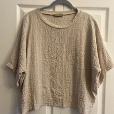 C Valentyne Womens One Size  Italy Lagenlook Blouse Light Pink Blouse Boxy Clean