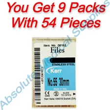*54-Pieces* Kerr SybronEndo K-Files Size-55 Length 30mm Stainless Steel 06162