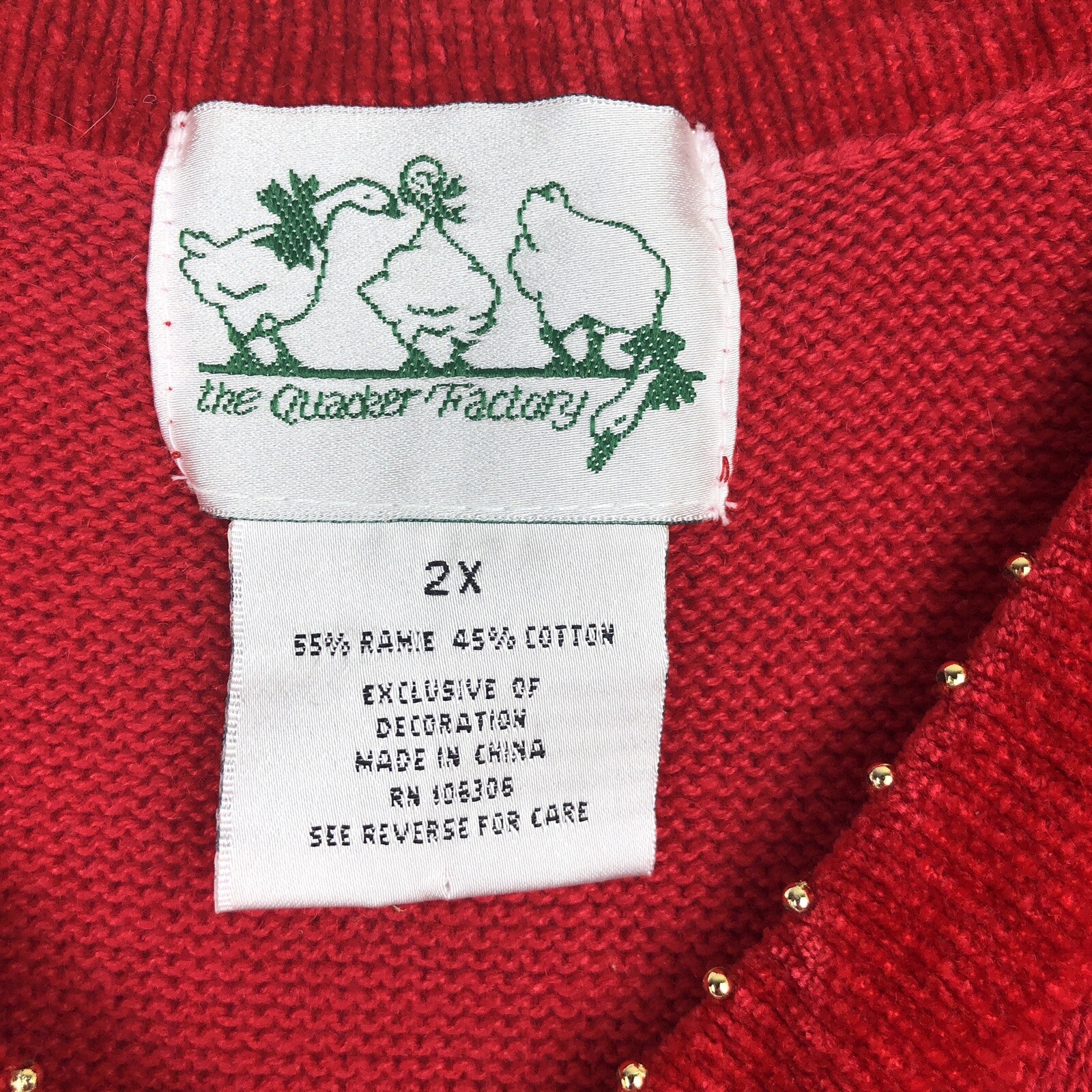 Quacker Factory Sweater 2X Red Cotton Patriotic American Flag Womens ...