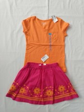NWT Children's Place 1989 Girls Orange Top Pink/Orange Embroidered Flowers Sz 4