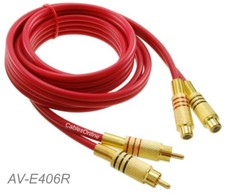 6ft 2-RCA Male/Female Red Ultra Flexible Extension Cable, CablesOnline AV-E406R