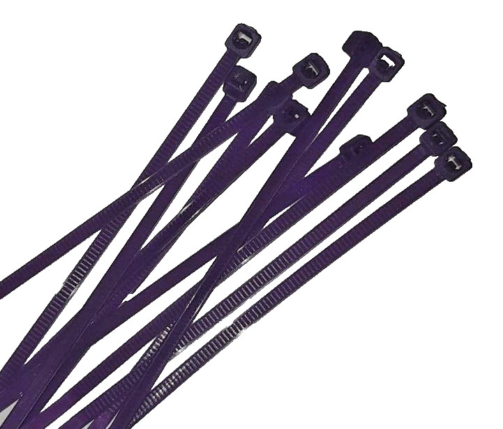 PACK OF 100: PURPLE 100mm x 2.5mm (4"" INCH APPROX) Nylon Cable Ties / Tie Wrap