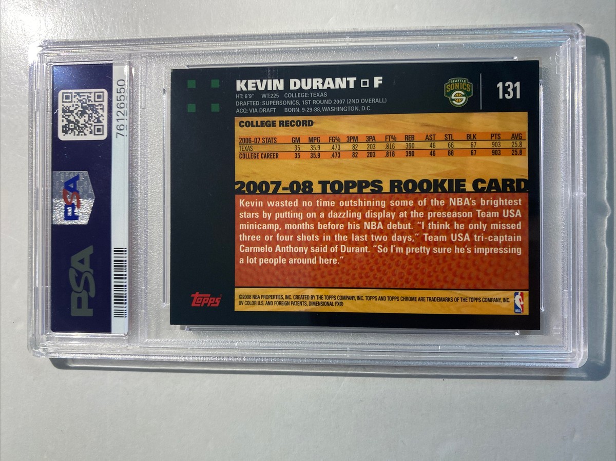 2007-08 Topps Chrome #131 Kevin Durant (RC) PSA 9 | eBay