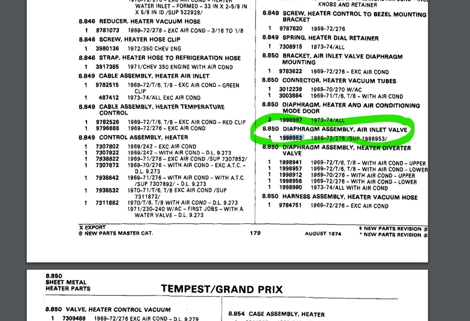 NOS 1969-72 Pontiac Grand Prix Distribución de Aire Control de Vacío Válvula Calentador GM Foto 2 de 4
