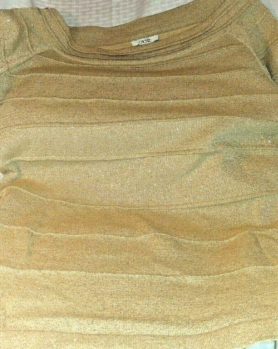 Cache Glittery Ribbed Pullover - Metallic Gold Sw… - image 7